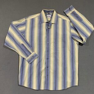 Angelo Litrico Mens 1XL Striped Button‎ Down Shirt Long Sleeve Cotton